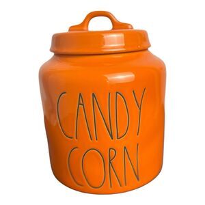 Rae Dunn Glossy Orange Chubby Candy Corn Halloween Canister 8” Tall